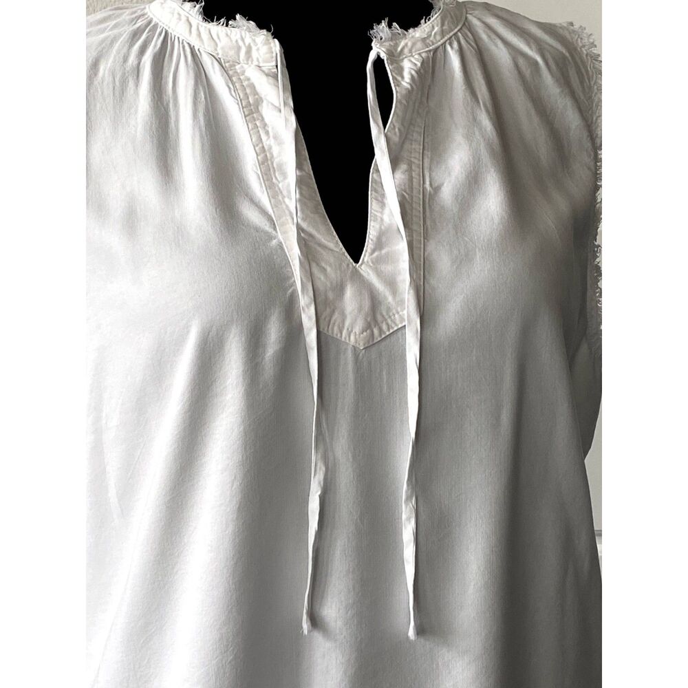 White Spilt V Neck Tank Top